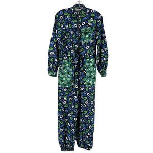 Diane Von Furstenberg Target Jumpsuit Nylon XXS Retro Funky Animal Print Blue